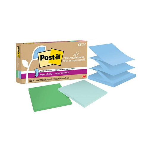 Post-it 100 Rec Super Sticky Pop Up Notes R330R-6SST 76x76mm Oasis, Pack of 6 10975_2