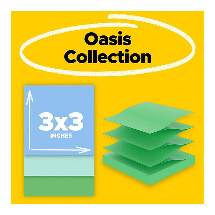 Post-it 100 Rec Super Sticky Pop Up Notes R330R-6SST 76x76mm Oasis, Pack of 6 10975_6