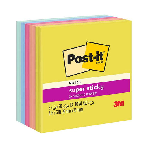 Post-it Super Sticky Notes 654-5SSJOY 76x76mm Summer Joy, Pack of 5 10964_1