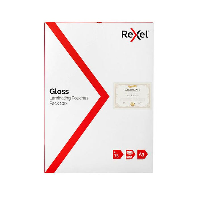 Rexel Laminating Pouch A3 75 Micron Pk100 41616_1