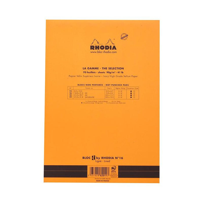 Rhodia A5 Lined Notepad No. 16 - Orange Cover, 70 Sheets_3