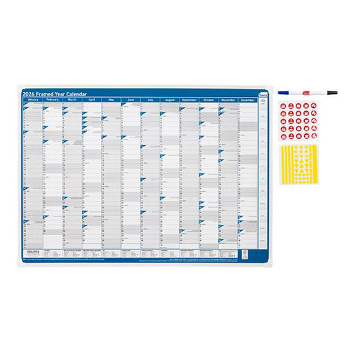 Sasco 2026 Year Planner 500x700mm Blue - Framed & Write-On_1