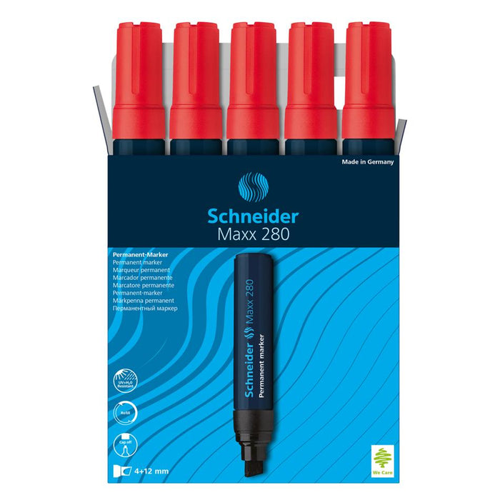 Schneider Maxx 280 Red Permanent Marker, Chisel Tip, 4-12mm_5