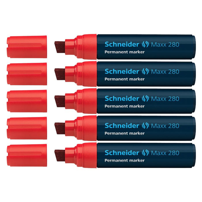 Schneider Maxx 280 Red Permanent Marker, Chisel Tip, 4-12mm_6