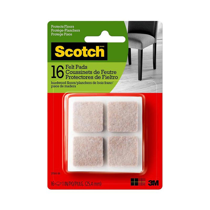 Scotch Felt Pads SP844 2.54cm Square Beige, Pack of 16 11258_1