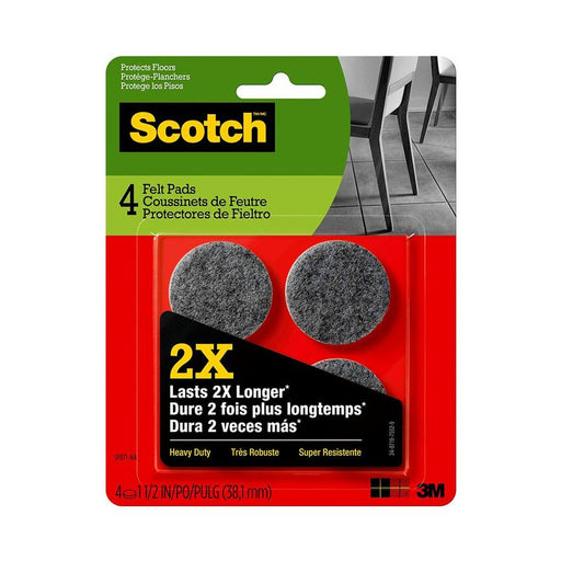 Scotch Felt Pads SP871 Heavy Duty 3.8cm Round, Pack of 4 11260_1