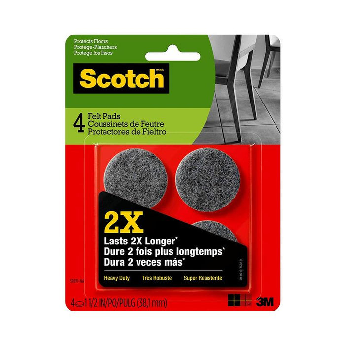 Scotch Felt Pads SP871 Heavy Duty 3.8cm Round, Pack of 4 11260_1