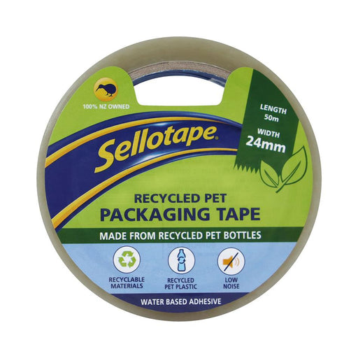 Sellotape Recycled PET Low Noise Packaging Tape 24mm x 50m_1