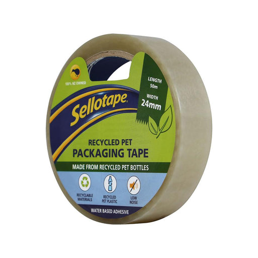 Sellotape Recycled PET Low Noise Packaging Tape 24mm x 50m_2