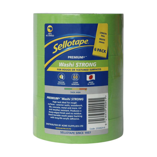 Sellotape Washi Premium Strong Tape 24mm x 50m 6 Pack_1