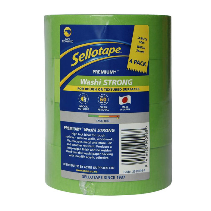 Sellotape Washi Strong Tape Green 36mm x 50m - 4 Pack_1