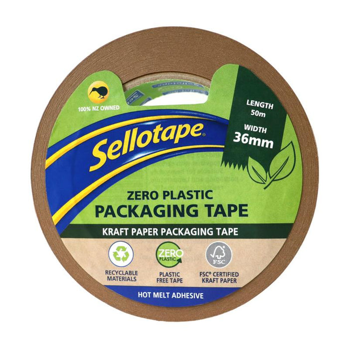 Sellotape Zero Plastic Kraft Paper Packaging Tape 36mm x 50m 909145_1