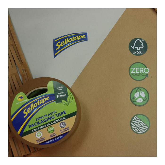 Sellotape Zero Plastic Kraft Paper Packaging Tape 36mm x 50m 909145_4