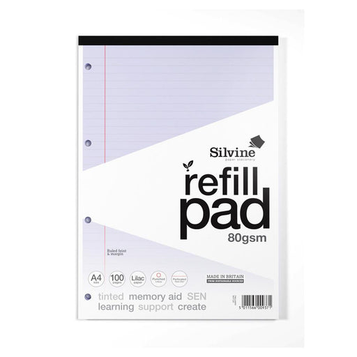 Silvine A4 Tinted Refill Pad 100 Pages 8mm Lined Violet_1