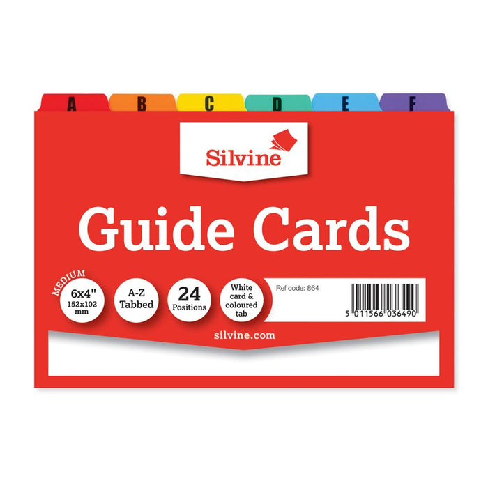 Silvine A-Z Guide Cards 6x4" with Coloured Tabs, 24 Pack_1