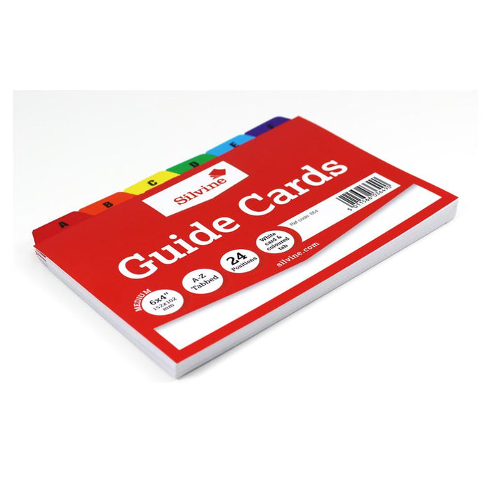 Silvine A-Z Guide Cards 6x4" with Coloured Tabs, 24 Pack_2