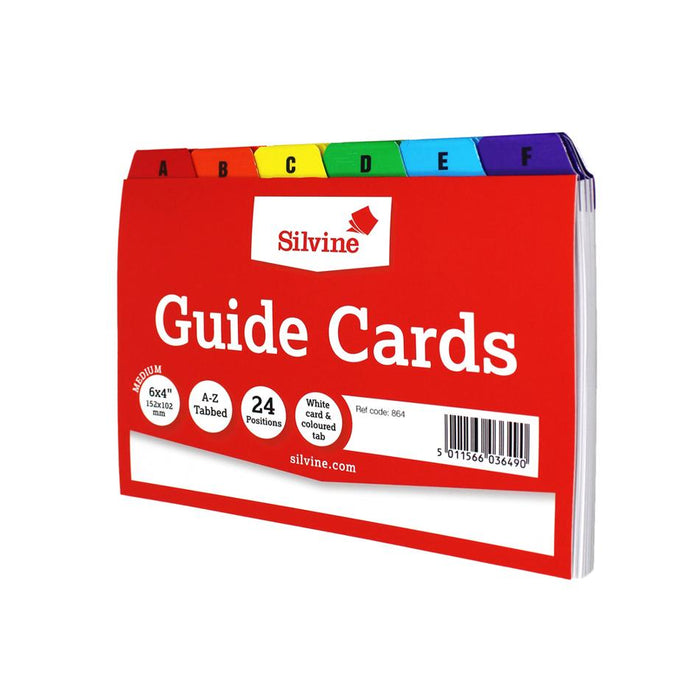 Silvine A-Z Guide Cards 6x4" with Coloured Tabs, 24 Pack_3