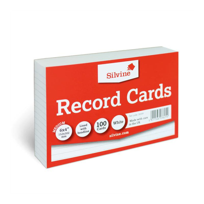 Silvine Record Cards 6x4 Ruled White 564W_2