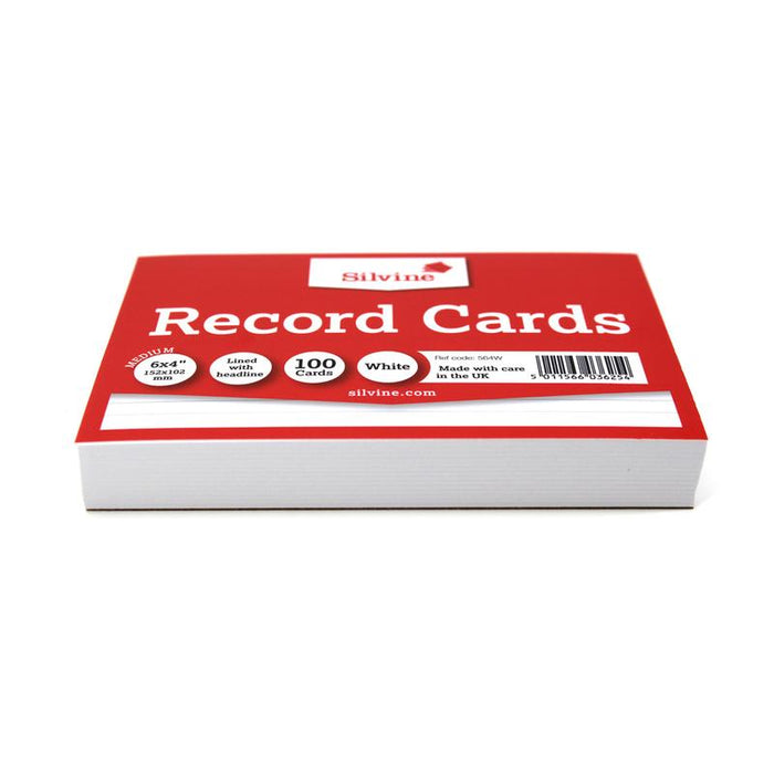 Silvine Record Cards 6x4 Ruled White 564W_5