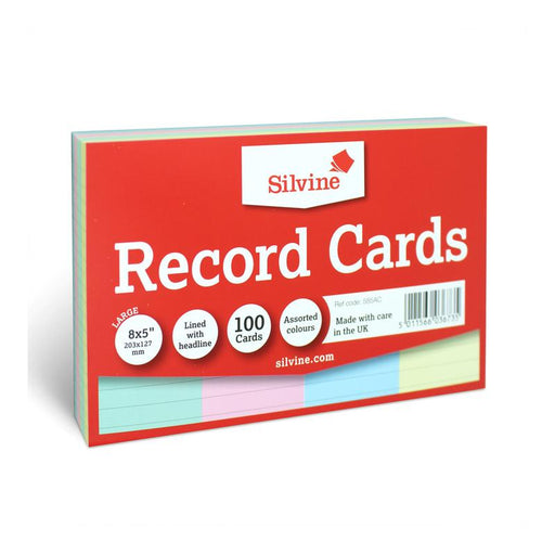 Silvine Record Cards 8x5 Ruled Assorted Colours 585AC_2