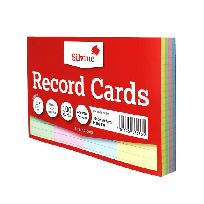 Silvine Record Cards 8x5 Ruled Assorted Colours 585AC_4