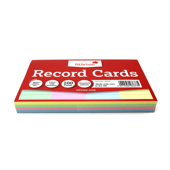 Silvine Record Cards 8x5 Ruled Assorted Colours 585AC_5
