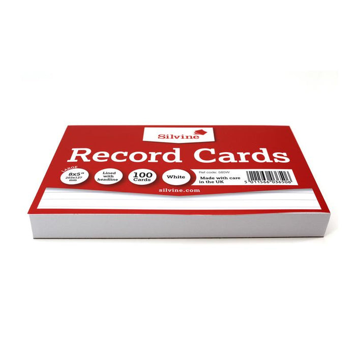 Silvine Record Cards 8x5 Ruled White 585W_5