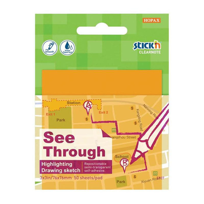 Stick'n Clearnote Transparent Sticky Notes 76x76mm 50 Sheets_1