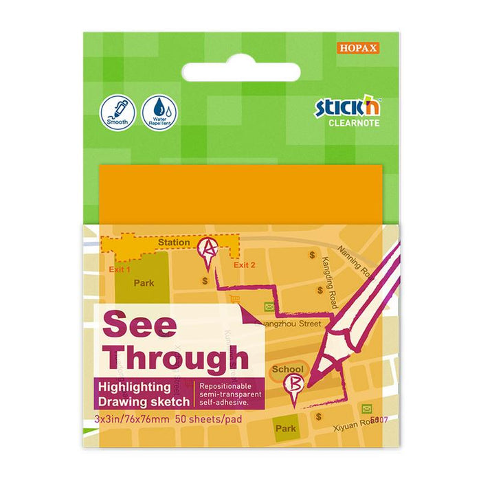 Stick'n Clearnote Transparent Sticky Notes 76x76mm 50 Sheets_2