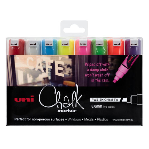 Uni 8mm Chalk Marker 8 Pack - Assorted Colors PWE-8K_1