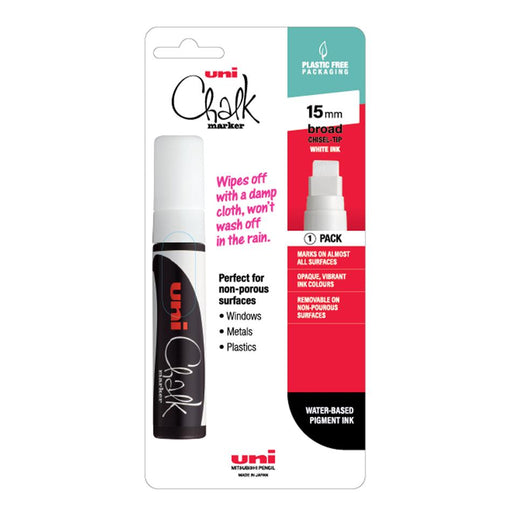 Uni Chalk Marker 15mm Chisel Tip White PWE-17K_1