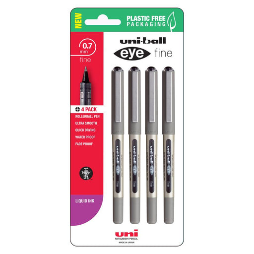 Uni Eye Rollerball Pen 0.7mm Black 4-Pack 250356_1