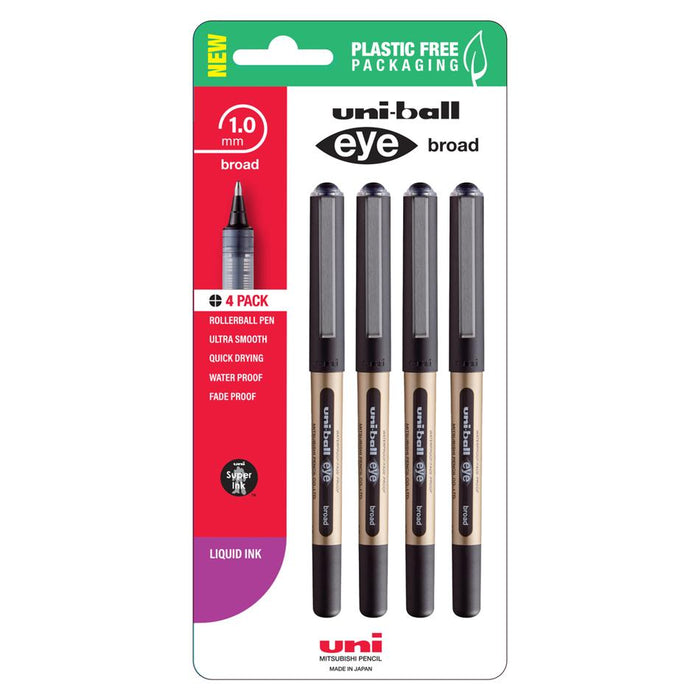 Uni Eye Rollerball Pen 1.0mm Black 4-Pack 250348_1