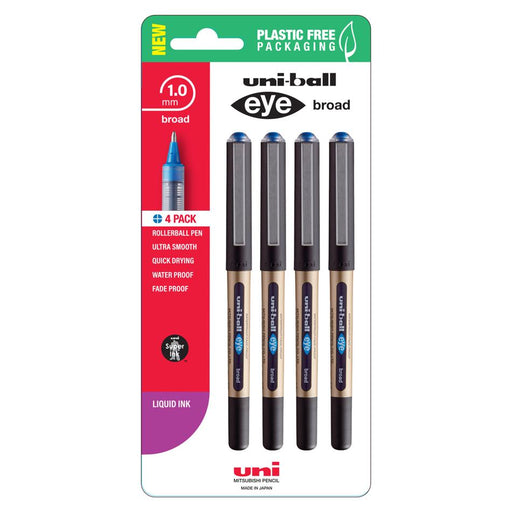 Uni Eye Rollerball Pen 1.0mm Blue 4-Pack 250349_1
