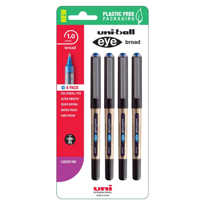 Uni Eye Rollerball Pen 1.0mm Blue 4-Pack 250349_1