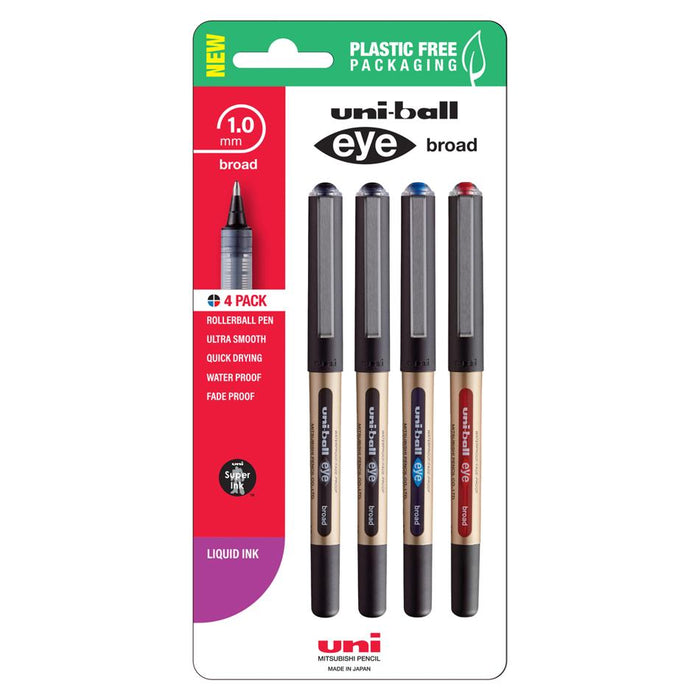Uni Eye Rollerball Pens 1.0mm Assorted Colors Pk4_1