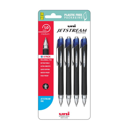Uni Jetstream 1.0mm Retractable Rollerball Pens Blue Pk4_1