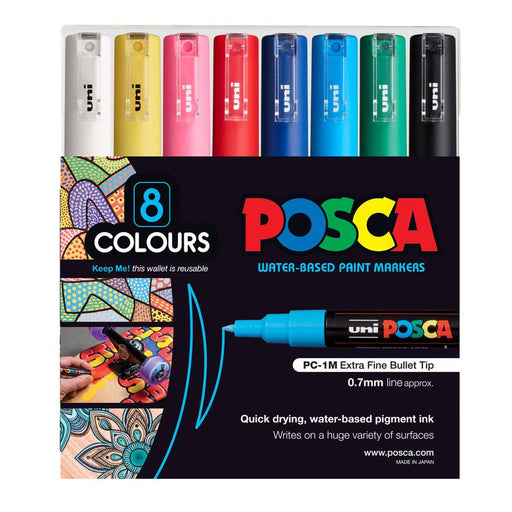 Uni Posca 0.7mm Ultra-Fine Marker 8 Pack Assorted Colors_1