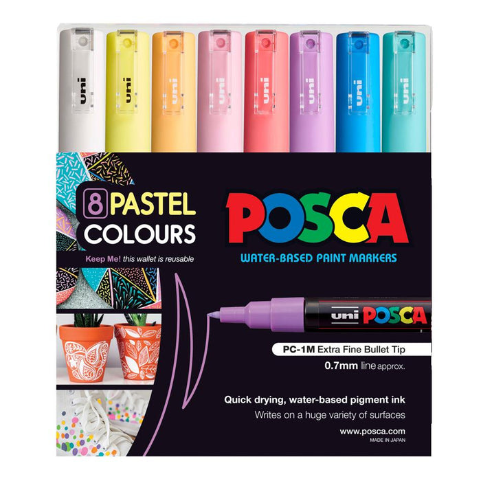 Uni Posca 0.7mm Ultra-Fine Marker 8 Pack Pastel Colors_1