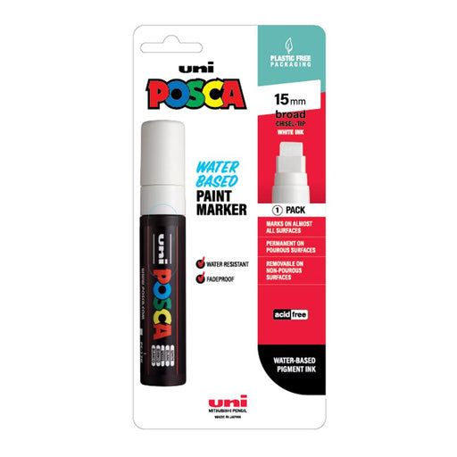 Uni Posca 15mm Chisel Marker White PC-17K - Extra-Broad_1
