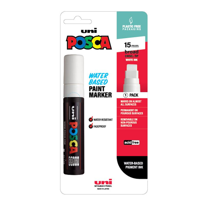 Uni Posca 15mm Chisel Marker White PC-17K - Extra-Broad_1