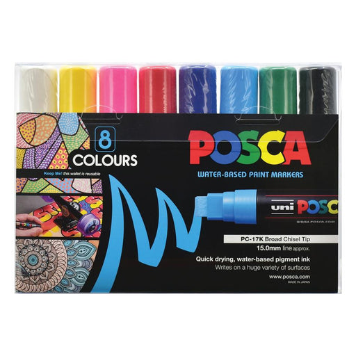 Uni Posca 15mm Extra-Broad Marker 8 Pack Assorted Colors_1