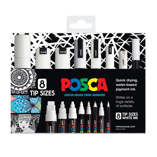 Uni Posca 8 Marker Set - Assorted Tip Sizes 250230_1