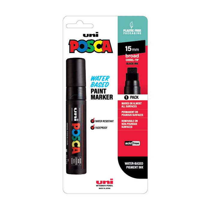 Uni Posca Marker 15.0mm Extra-Broad Chisel Black PC-17K Hangsell 250207_1