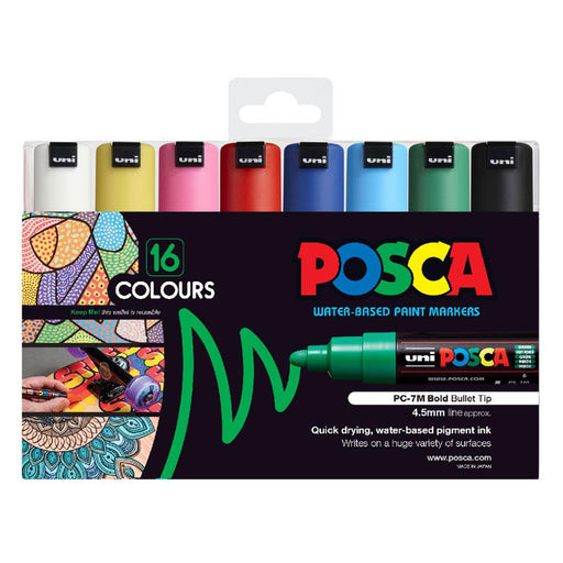 Uni Posca Marker 16 Pack 4.5-5.5mm Bold Bullet Tips PC-7M_1