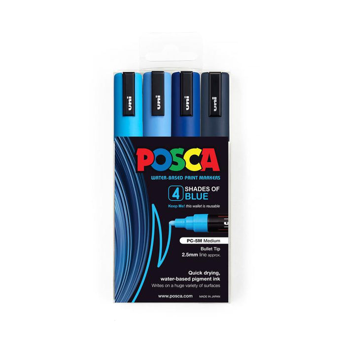 Uni Posca Marker 1.8-2.5mm Med Bullet 4 Pack Shades of Blue PC-5M 1023100_1