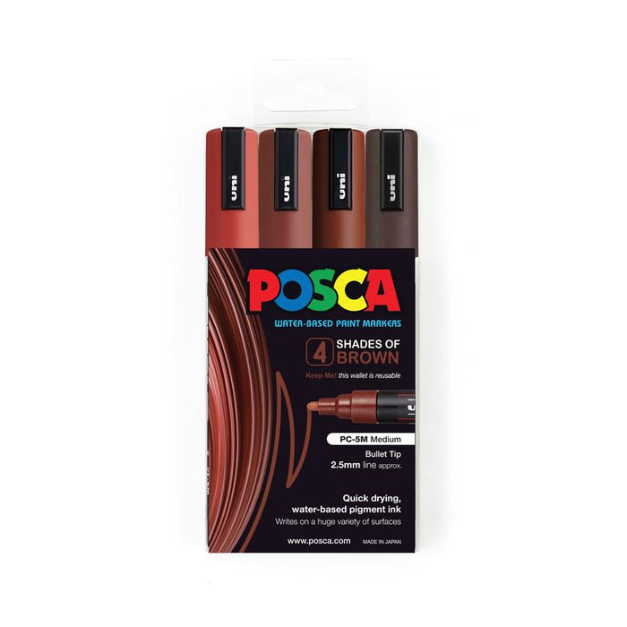 Uni Posca Marker 1.8-2.5mm Med Bullet 4 Pack Shades of Brown PC-5M 1023103_1