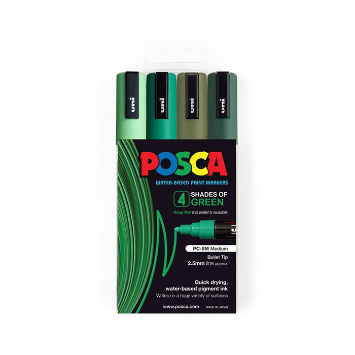 Uni Posca Marker 1.8-2.5mm Med Bullet 4 Pack Shades of Green PC-5M 1023101_1