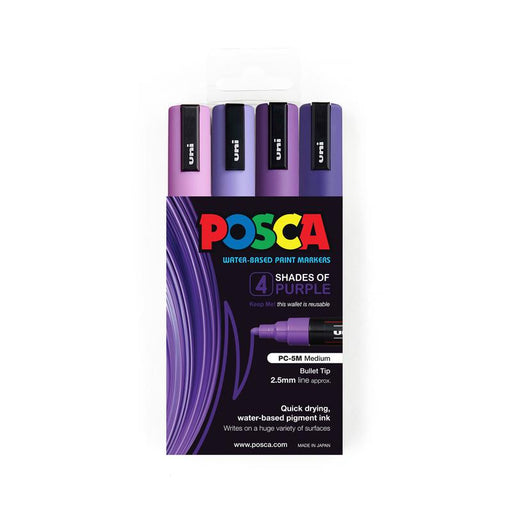 Uni Posca Marker 1.8-2.5mm Med Bullet 4 Pack Shades of Purple PC-5M 1023105_1