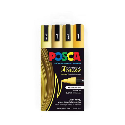 Uni Posca Marker 1.8-2.5mm Med Bullet 4 Pack Shades of Yellow PC-5M 1023107_1
